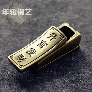 手工黄铜古玩摆件工艺品升官发财黄铜小棺材摆件手把件茶宠