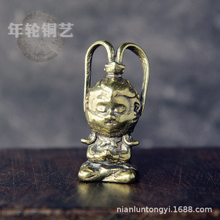 创意黄铜孙悟空斗战胜佛美猴王钥匙扣挂件钥匙链吊坠古玩铜器