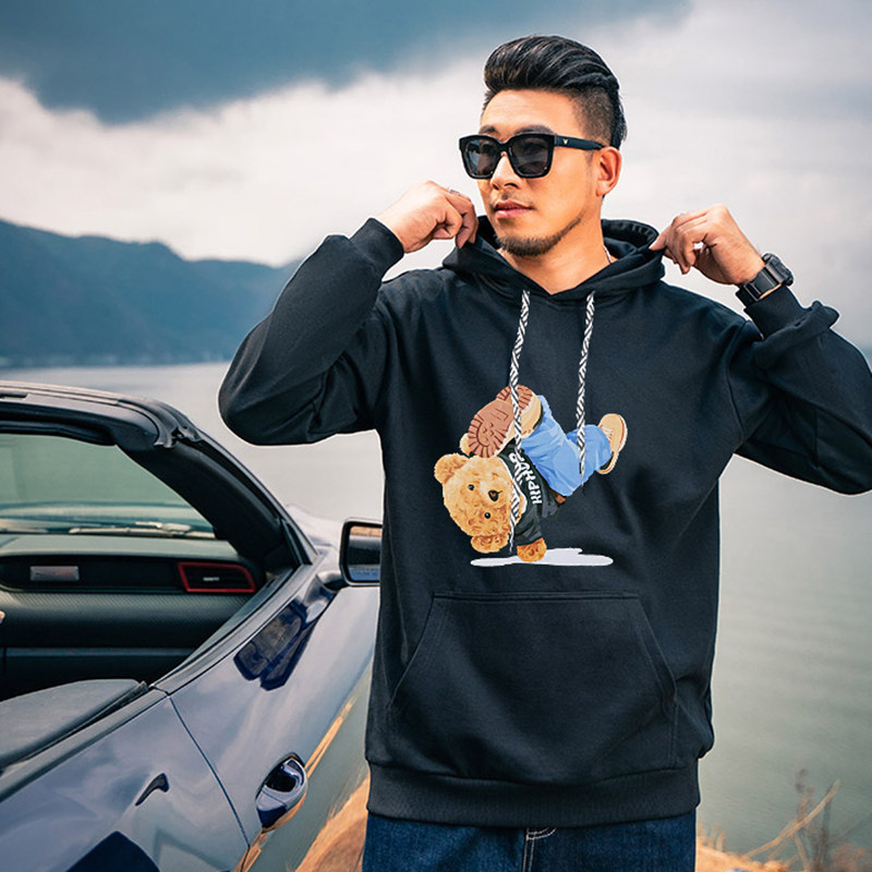 11XL春季新款大码男装加肥加大肥佬连帽薄款卫衣休闲宽松长袖帽衫