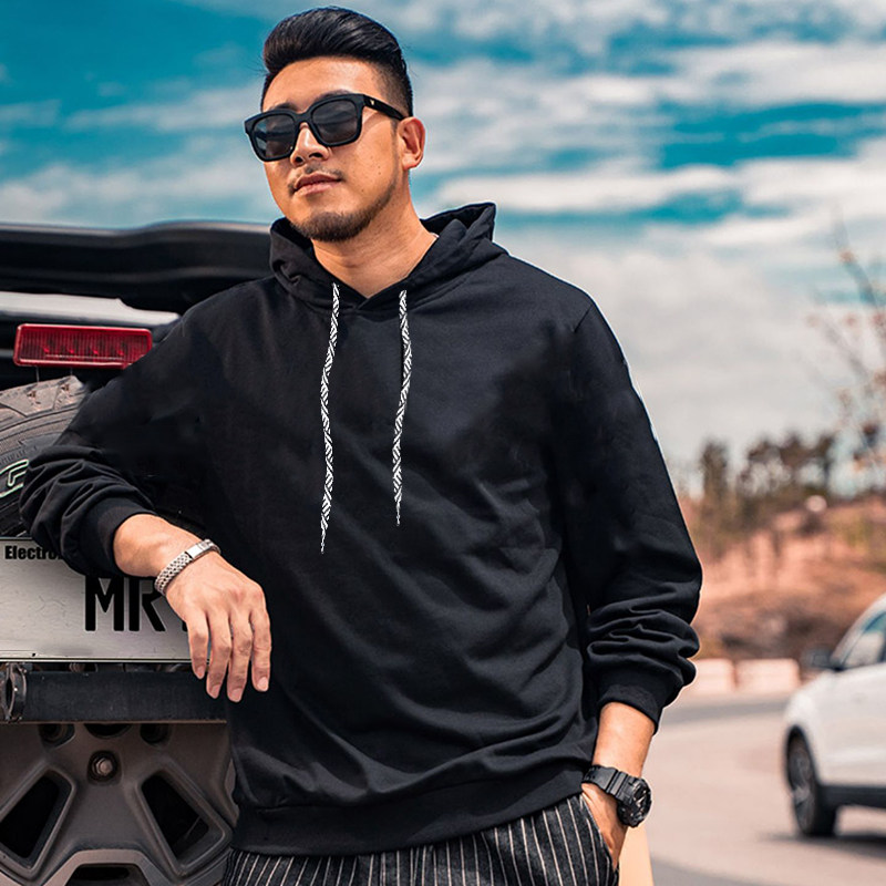 春季新款薄款肥佬大码连帽卫衣加肥加大休闲宽松纯色胖子帽衫11XL