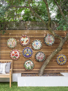 多风格 饰 花园院子装 陶瓷马赛克庭院墙面墙壁圆形壁饰挂件壁挂