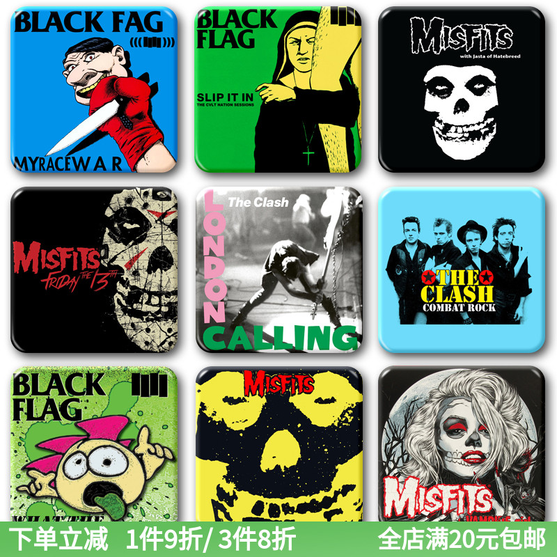 the Clash冲撞black flag黑旗乐队专辑周边挂件misfits徽章饰品