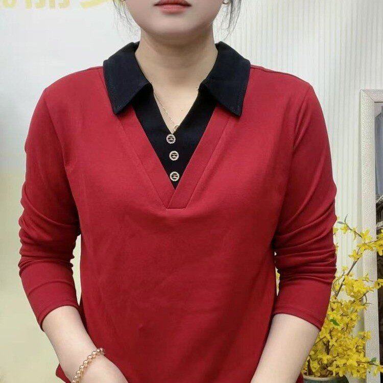 正品2026春季新款时尚拼色洋气假两件卫衣女装