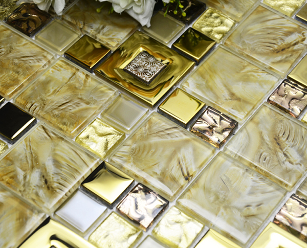 夹胶玻璃电镀水晶马赛克拼图电视背景客厅酒店墙贴阳台商场装修