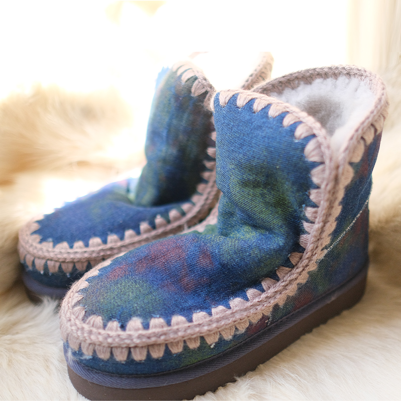 女士18CM羊皮毛一体雪地靴短靴