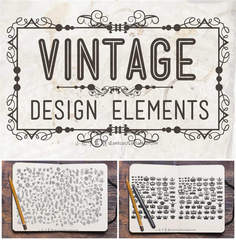 A0449矢量AI设计素材 复古欧式花纹边框花角蔓藤皇冠logo手绘+png