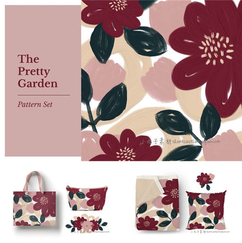 A0133矢量AI设计素材 复古抽象花朵背景印花包装纹样AI色板+png