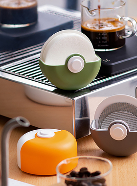 壁挂圆形滤纸盒分水网烧结片储物收纳盒摩卡壶意式咖啡机手柄滤纸