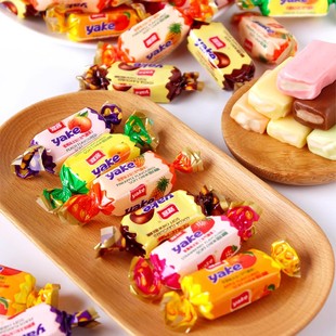 雅客牛奶糖水果太妃500g散装结婚喜糖混合童年怀旧零食巧克力糖果