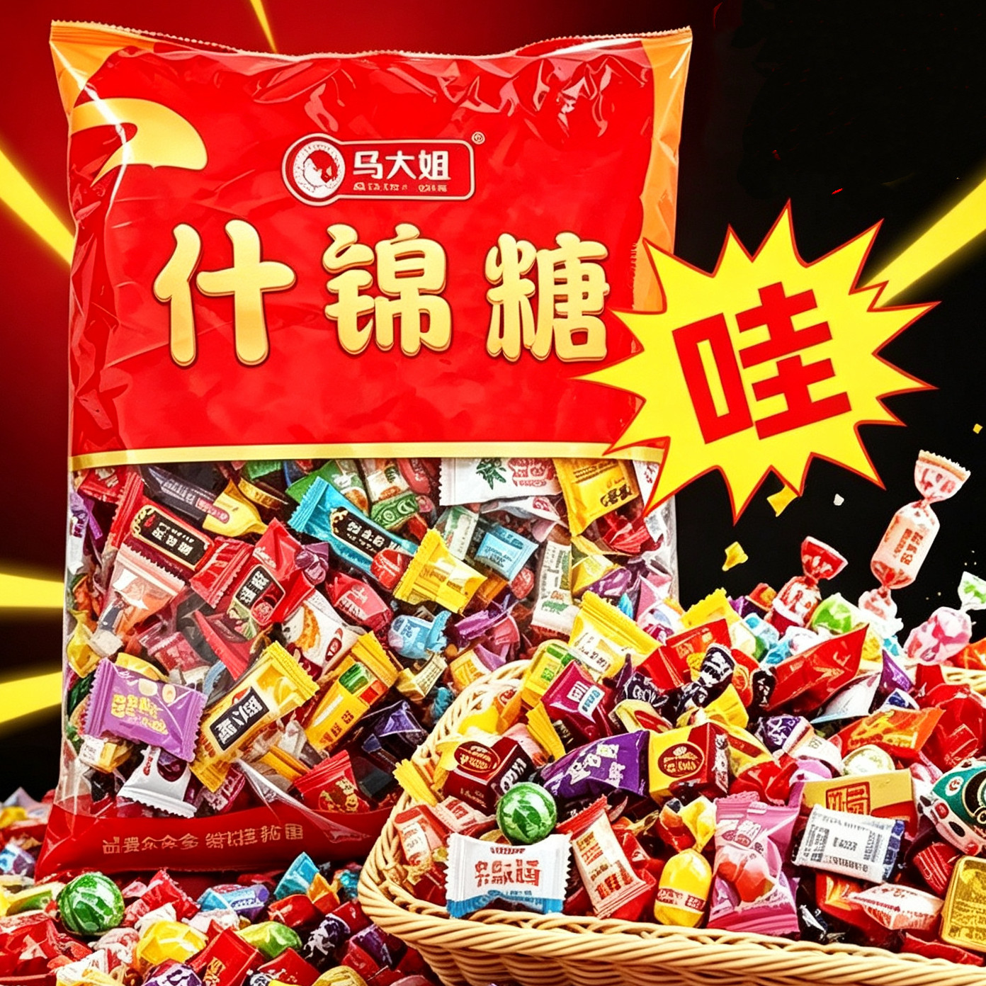 马大姐结婚喜糖什锦装散装水果糖软硬糖巧克力等年货随机混合糖