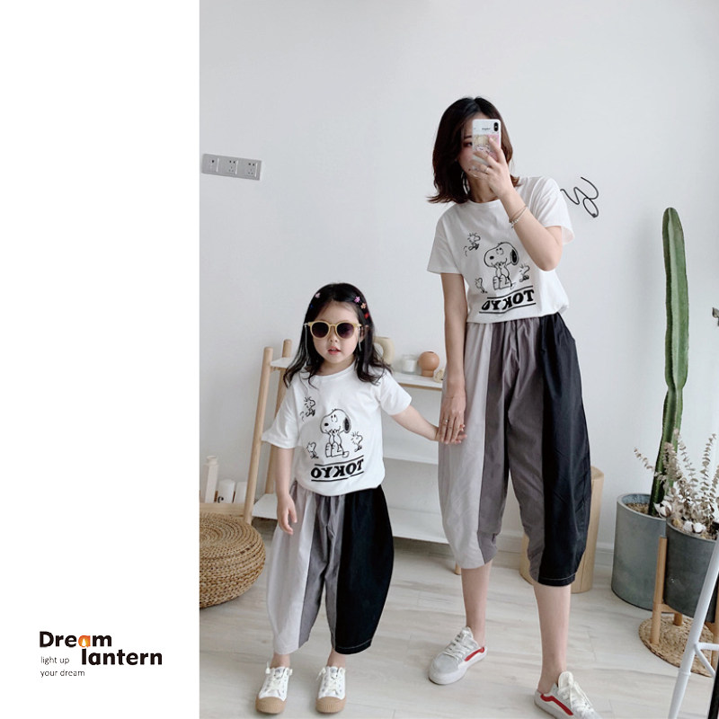 아동 캐주얼 와이드팬츠 여아 하렘팬츠 얇은 부모자식 여름옷 베이비 나인포인트 팬츠 남아 루즈팬츠 트렌디