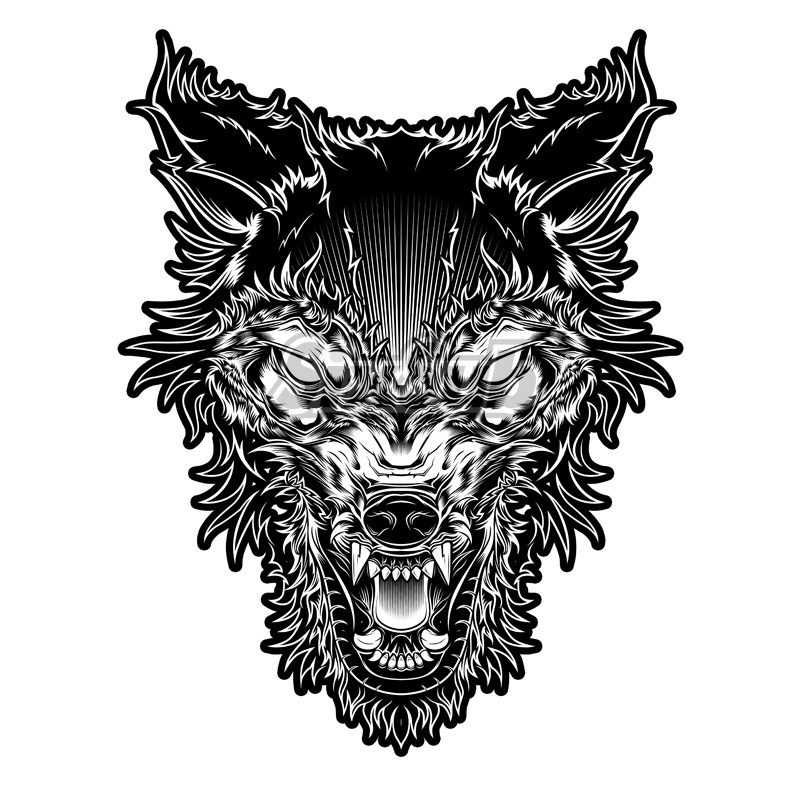 狼野性狼头adv越野林道穿越汽车摩托反光镭射车贴贴花2111003