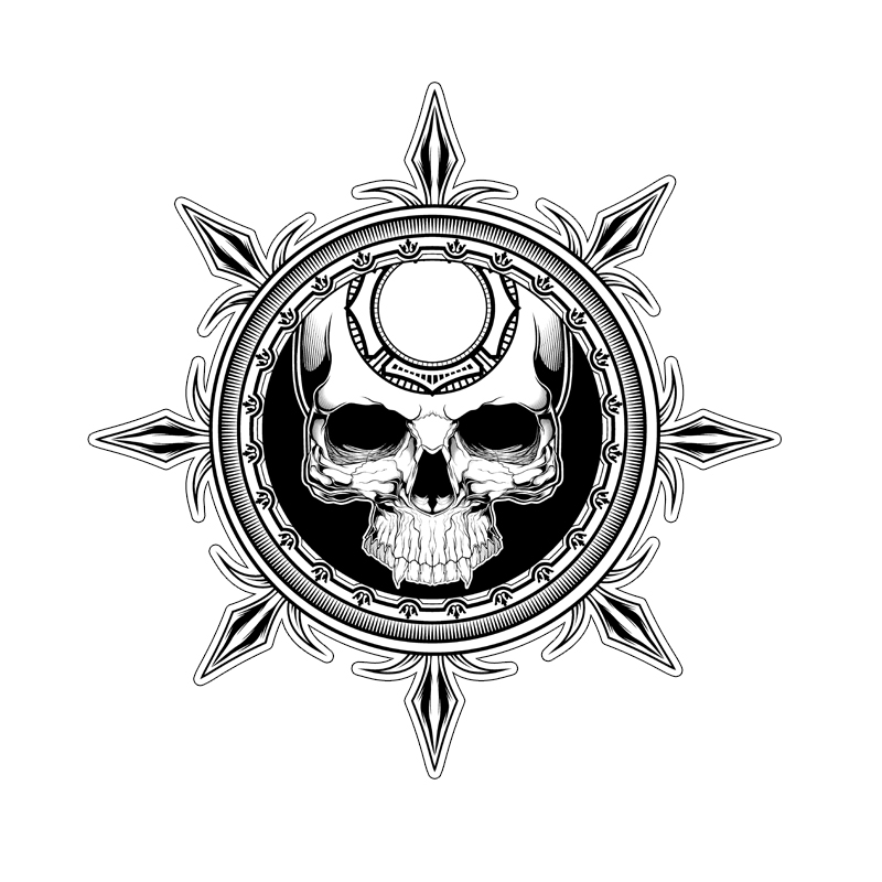 剑矛头骷髅盾符号意式罗马风格贴纸贴花#04008
