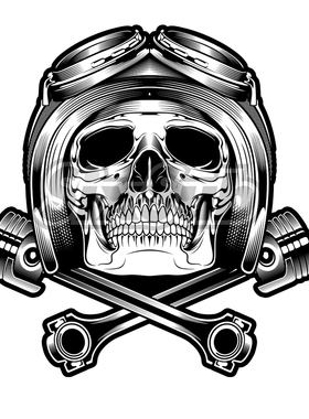 helmeted skull pistons 骷髅活塞摩托风挡邮箱异型车贴#120906