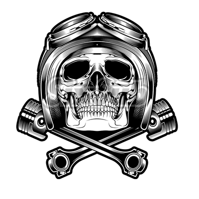 helmeted skull pistons 骷髅活塞摩托风挡邮箱异型车贴#120906
