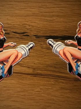 磁性贴Se-xy Girl女孩贴纸星火Hotrod火花塞汽车水箱贴老学校复古