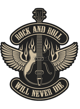 rock  roll will never死亡摇滚永远吉他水晶胶镭射反光贴花22618