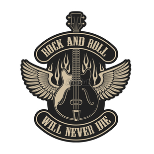 rock  roll will never死亡摇滚永远吉他水晶胶镭射反光贴花22618