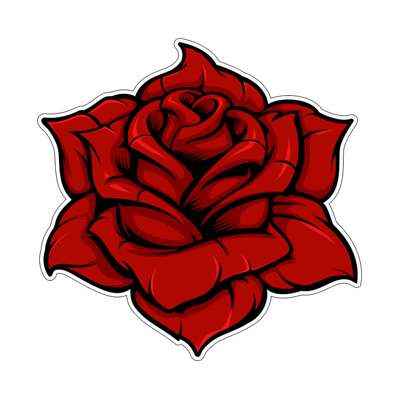 纹身系列玫瑰花朵铿锵枪炮玫瑰弯梁中大排汽车摩托车贴画贴花#727