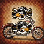 Oldschool Biker老同学骑自行车贴纸侉子摩托复古磁性镭射车贴