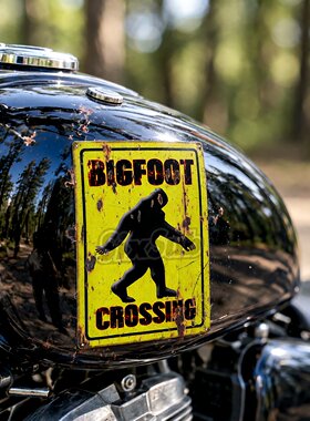 Bigfoot Crossing Funny Warning复古反光镭射车贴定制