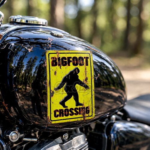 Bigfoot Crossing Funny Warning复古反光镭射车贴定制