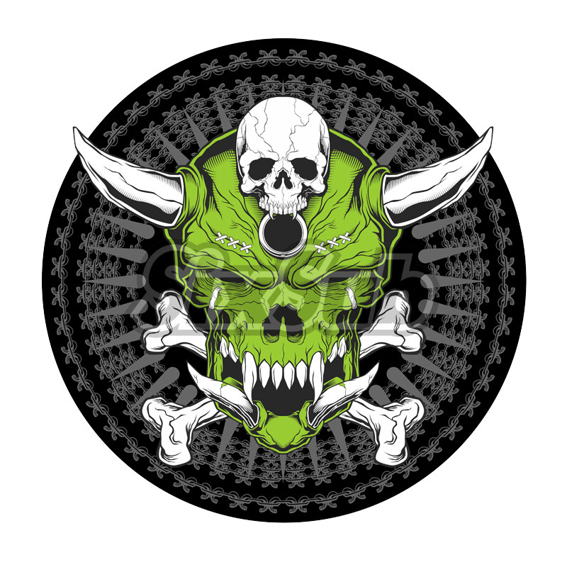 green skull head horns 牛头骷髅复古摩托车贴#120910