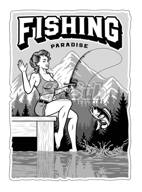 pin up girl  路亚钓鱼 fish标识汽车反光镭射水晶胶立体贴#kx04