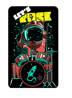 Spaceman playing drum LETS ROCK sticker decal #04038
