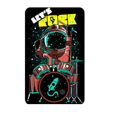 Spaceman playing drum LETS ROCK sticker decal #04038