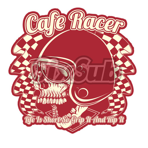 caferacer骷髅头赛车反光车身贴