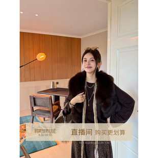 钱美西 芬兰sagafurs进口整皮狐狸毛腹毛超厚皮草马甲坎肩上衣女