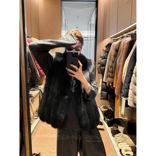 钱美西 芬兰进口Sagafurs整皮狐狸毛/羊皮马甲皮草加长款坎肩外套