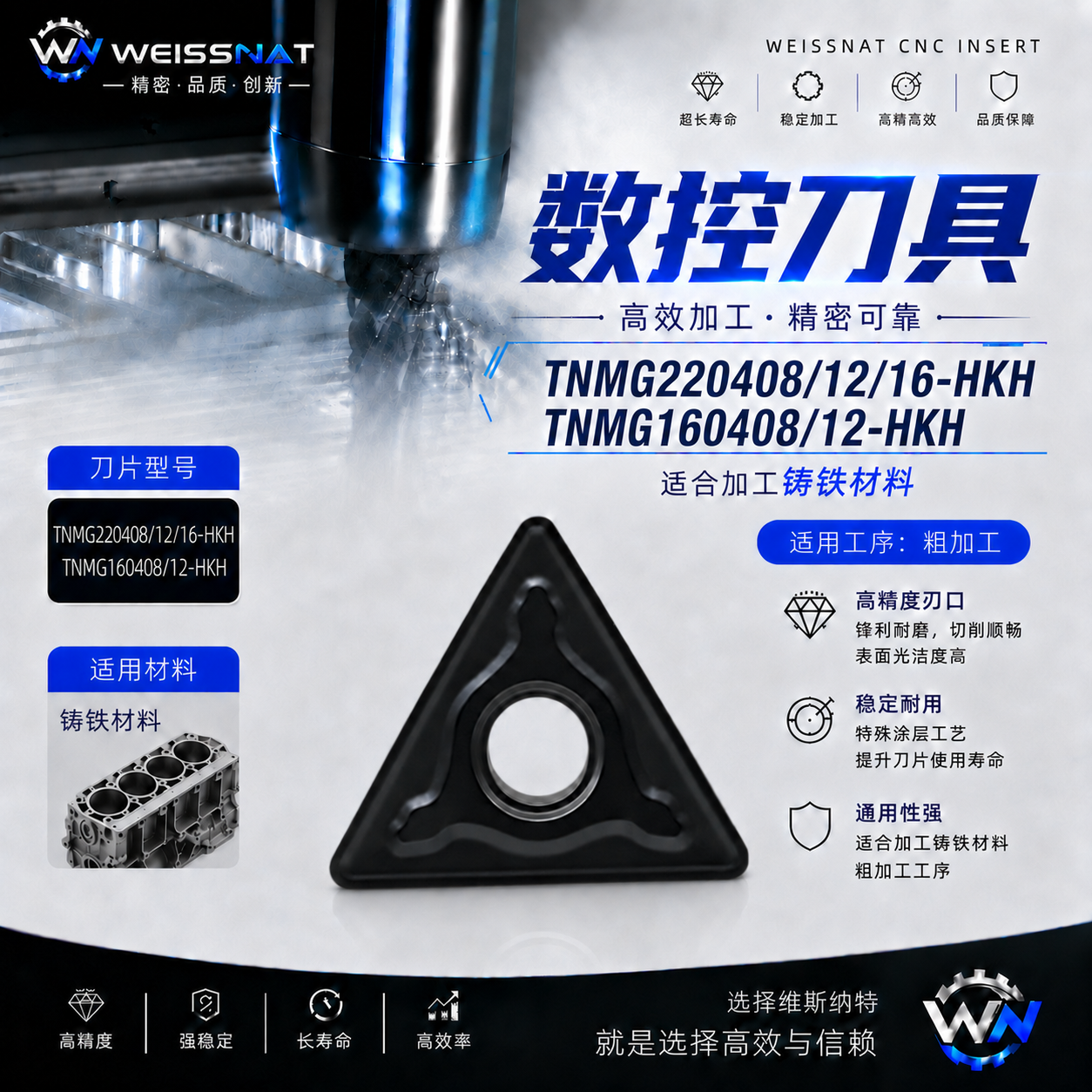 TNMG160408/160412 TNMG220408/220412/220416-HKH-TK9110 铸铁