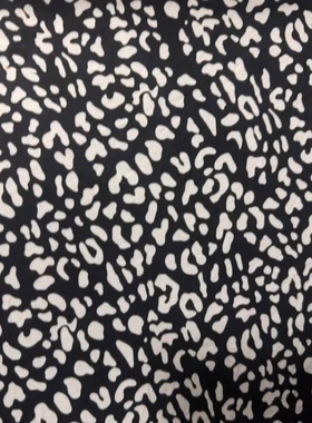 黑色底豹纹花水晶麻高弹面料连衣裙打底衫阔腿裤套装上衣服装布兰