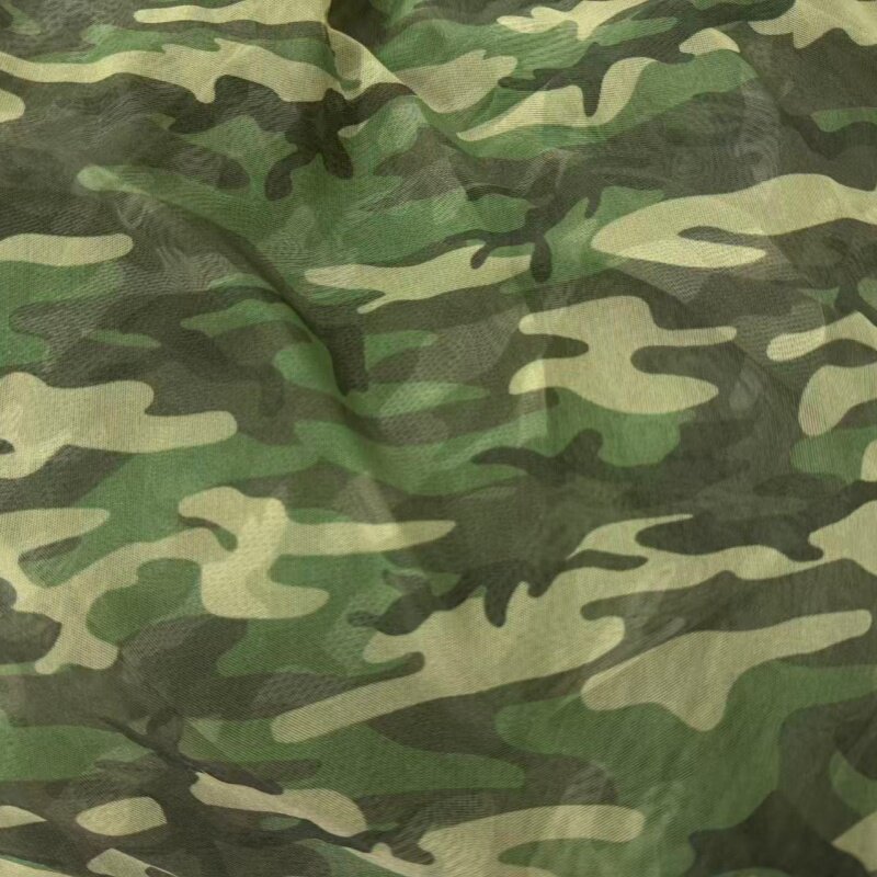 夏款迷彩印花细网纱连衣裙上衣纱巾舞蹈裙四面弹力柔软服装布料用