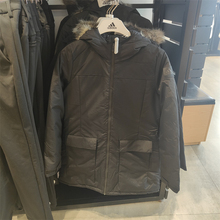 正品Adidas阿迪达斯女外套运动中长款连帽保暖防风休闲棉服BQ6803