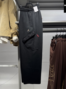 NIKE耐克男子直筒长裤26马年Jordan新年春款黑色宽松工装裤IQ3952