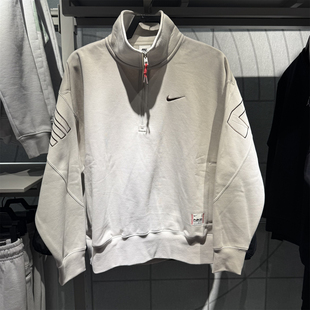 正品NIKE耐克男女加绒卫衣2025春季新年款红色拉链套头衫HV8205
