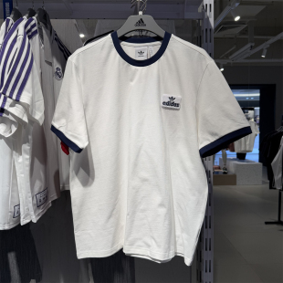 Adidas阿迪达斯三叶草男短袖CONTRAST运动上衣休闲纯棉T恤JX2638