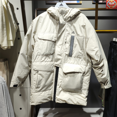 正品Adidas/阿迪达斯男冬季轻运动羽绒服连帽保暖夹克外套IS0365