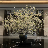 样板房售楼处大堂桌花桃花樱花陶罐仿真花设计定制会所高定轻奢