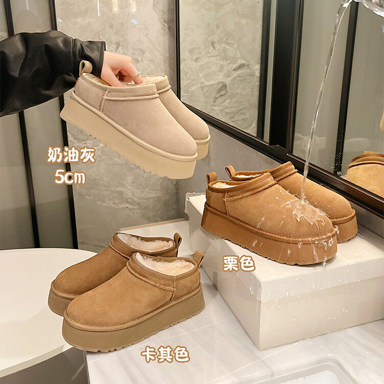 匠奢版大叔家真皮加绒雪地靴女