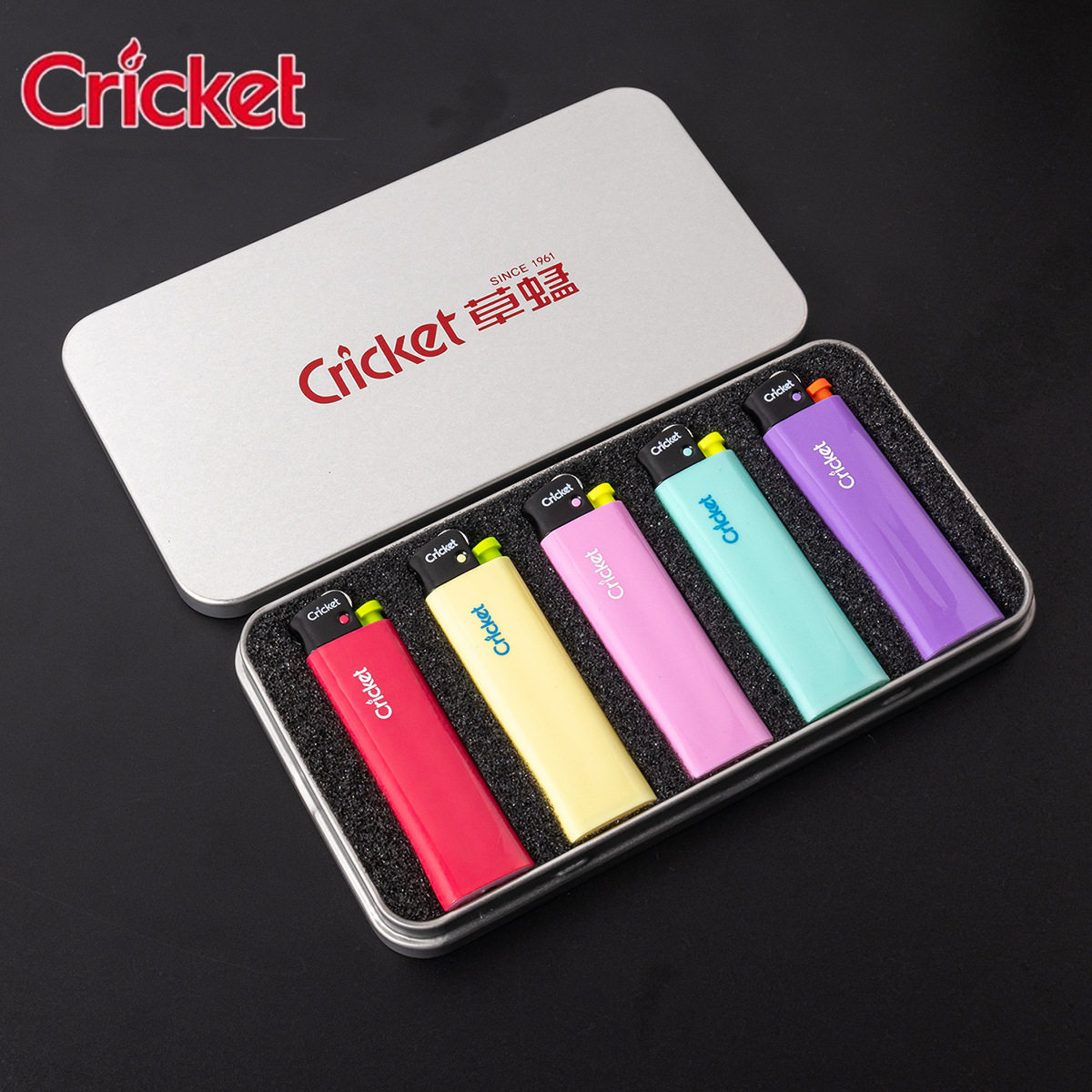 5支礼盒装cricket草蜢创一次性打火机