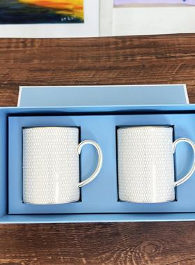 Wedgwood 金色几何 Gio Gold欧式白色骨瓷马克杯对杯水杯咖啡杯