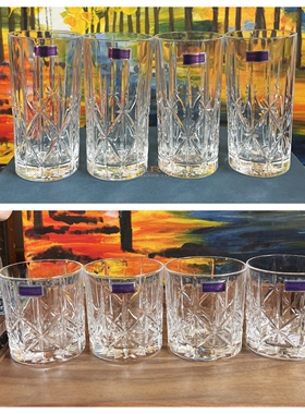 意大利产 Waterford Marquis 水晶平底杯威士忌四件套 两款可选