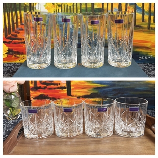 意大利产 Waterford Marquis 水晶平底杯威士忌四件套 两款可选