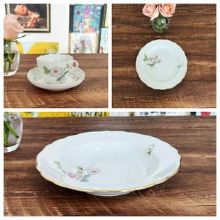 现货 德国梅森Meissen白玫瑰系列200ml茶杯碟咖啡杯碟纯手绘全新