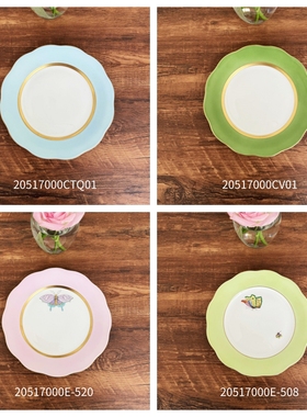 Herend海兰德赫伦器匈牙利手绘绿色粉色花朵下午茶餐盘甜品盘餐盘