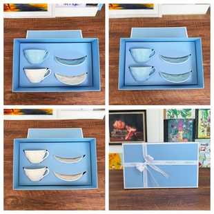 圣诞礼物 婚礼礼物Wedgwood欢愉假日2杯2碟茶杯碟咖啡杯碟 礼盒装